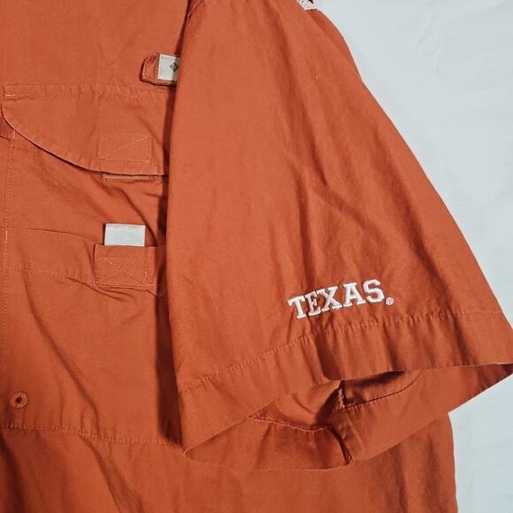 Columbia PFG University Of Texas Shirt Men’s 2XL Orange UT Fishing Short Sleeve - Picture 6 of 8